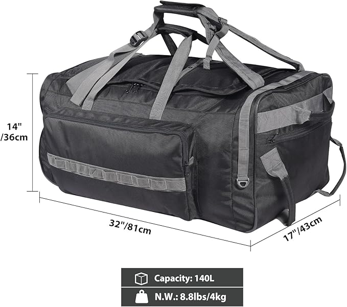 REDCAMP 85L/120L/140L Foldable Duffle Bag with Wheels Large Travel Duffel Bag