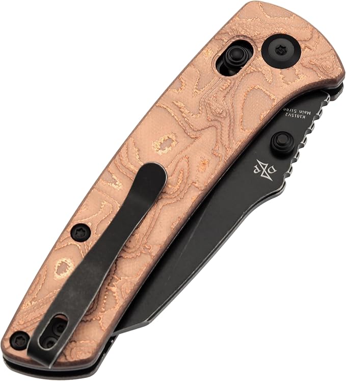 KANSEPT Elite Main Street Pocket Knife 3.36''Blackwash CPM S35VN Tanto Blade Pure Copper + G10 Handle with Axis Lock and Thumb StudClip for EDC Men Gift Camping Survival Folding knives K1015V2