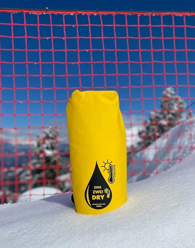 Troika 1-2-Dry Bag – RUC03/GY – Outdoor-Rucksack mit Kühlfunktion und Roll-Top – für Wassersport Angeln Schwimmen Wandern Camping – wasserdicht – PVC Tarpaulin – gelb schwarz