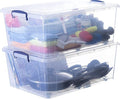 Superio Storage Bins with Lids Clear Plastic Containers for Organizing Stackable Totes BPA Free Odor Free Organizer Boxes for Home and Dorm (2 Pack 60 Quart)