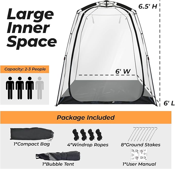 All Weather Proof Pod Pop Up Bubble Tent for 3-8 People Large Oversize Dome House Cold Protection Camping Tent Winter Instant Igloo for Outdoor Activities