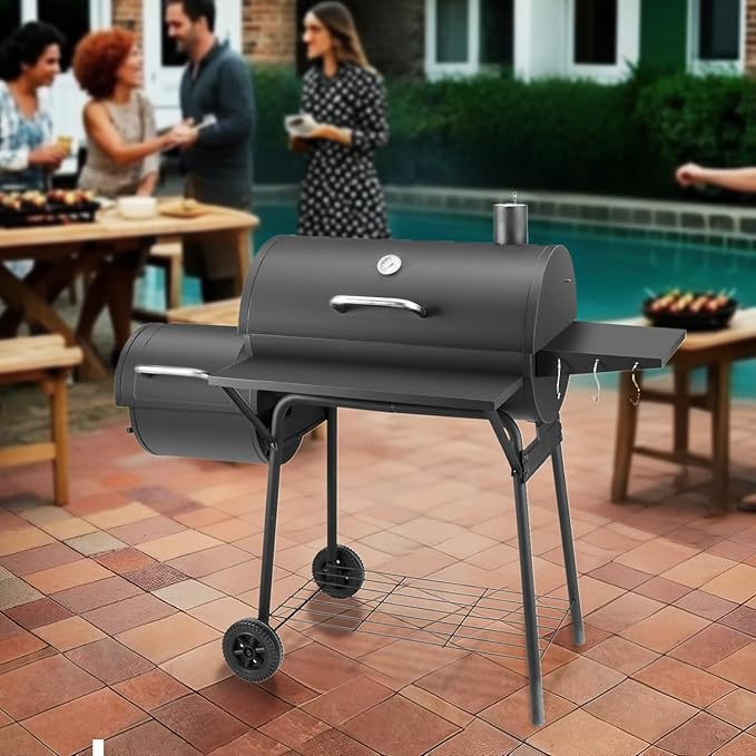 Charcoal Grill with Offset SmokerBBQ Grills with Side TableOutdoor Cooking with 714 Square InchesBackyard Camping Picnics Patio and Parties Black by DNKMOR