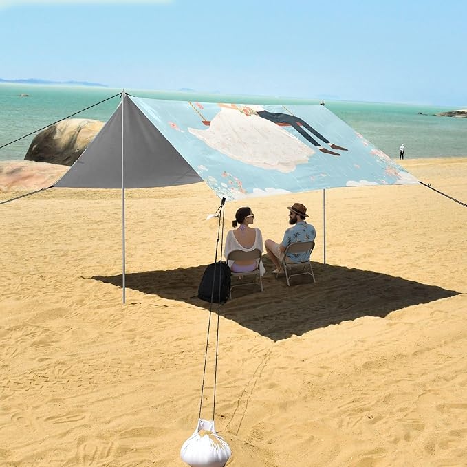 ALAZA Wedding Couple Swing Flower Beach Tent Sun Shelter UPF50+ Protection Beach Shade Canopy w/ 4 Sandbags for Outdoor Camping Fishing Backyard Fun Picnic 10x9 ft