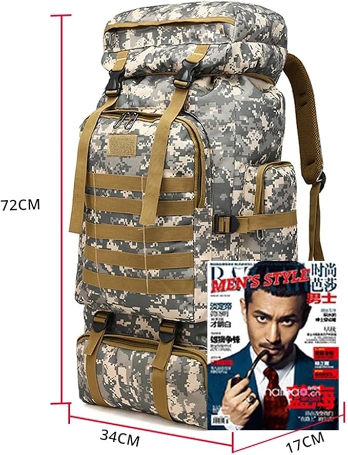 75L Men Travel Backpack Tactical Climbing Outdoor Hiking Camouflage Multifunctional Bag Men Backpack(U)