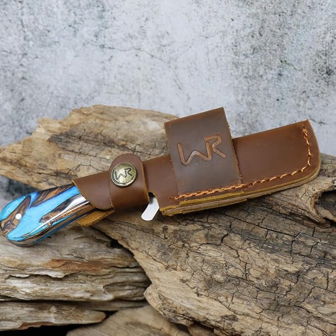 WHISKEY BENT HAT CO. Bullcutter 2 Fixed Blade Knife 440C Stainless Steel 3 Blade w/Leather Sheath (Spring Branch)