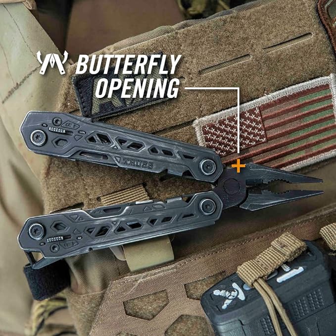 Gerber Gear Truss Multitool Gifts for Men 17-in-1 EDC Needle Nose Pliers includes Pocket Knife Screwdriver and Bottle Opener Accessories Fishing and Camping Gear Black