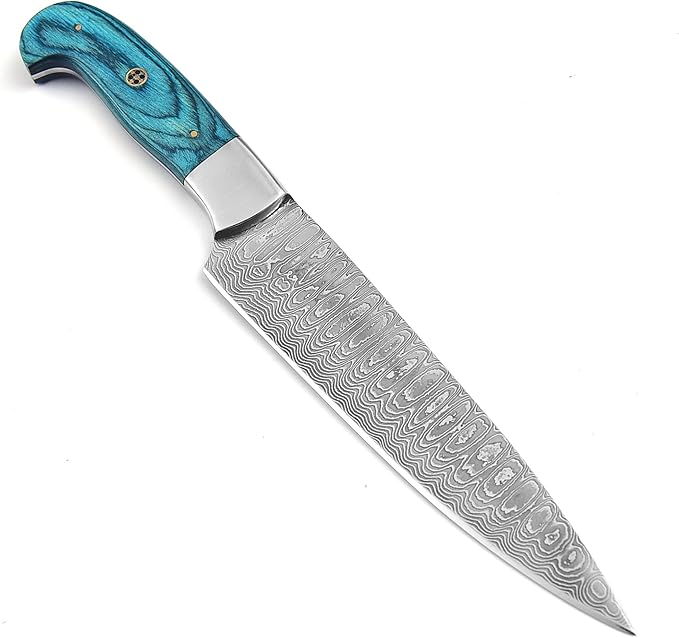 101-1 Stainless Steel Damascus Kitchen Knife Hand Forged Butcher Chef Knife 8 Sharp Blade Knife for Home Camping BBQ Gift for Men 101-1 (1)