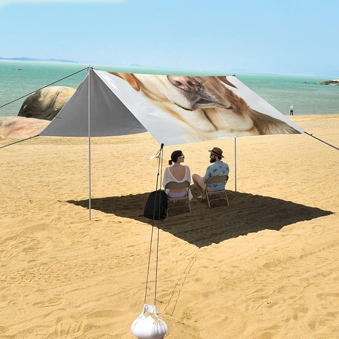 ALAZA Retriever Labrador Wearing Transparent Glasses Beach Tent Sun Shelter Portable Canopy Sunshade for Outdoor Camping Picnics Backyard Fun 10x9 ft