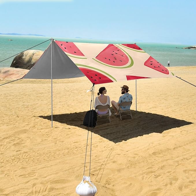 ALAZA Watermelon Fruit Pattern Beach Tent Sun Shelter Portable Canopy Sunshade for Outdoor Camping Picnics Backyard Fun 10x9 ft