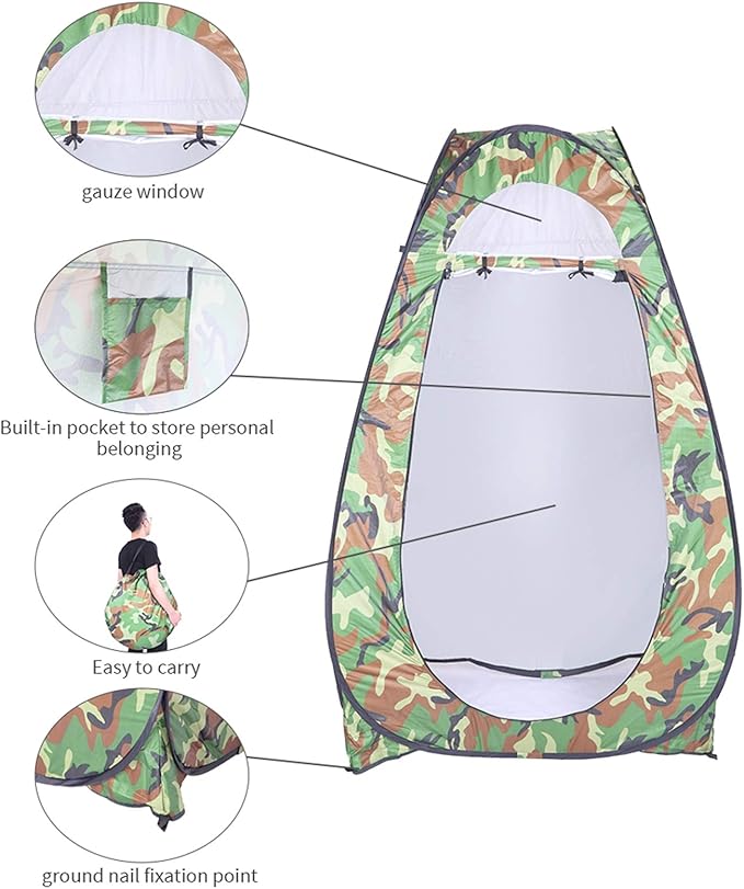 Pop Up Pod - Privacy Shower Tent with Carry Bag Dressing Room Instant Portable Toilet Stall for Camping Beach or Tailgate (Mulit)