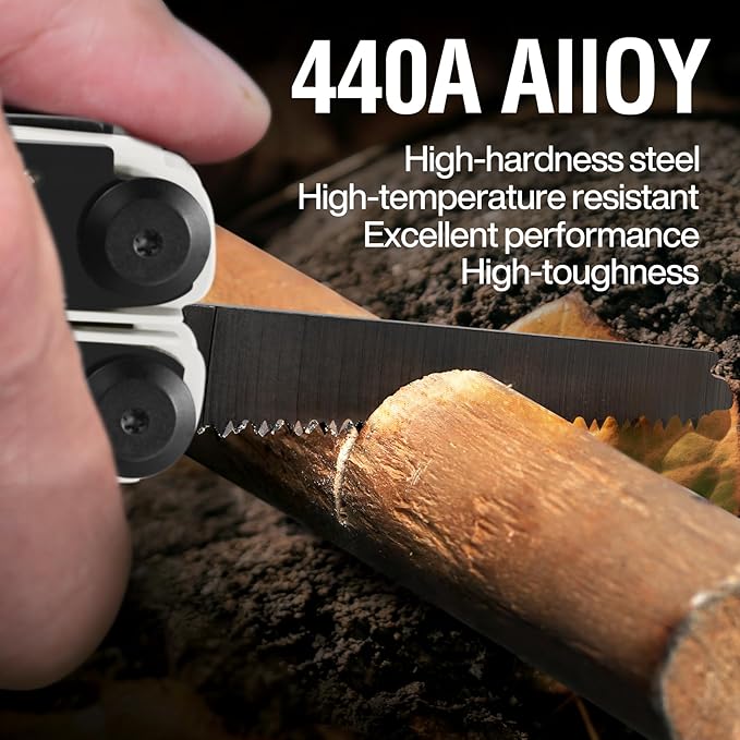 MIAOKE Multitool 23 in 1 with Premium Gift Box Screwdrivers Saw Screwdrivers Bottle Opener Pliers Camping Knife Cool Gadgets for Men Best Gift for Boyfriend Son Dad Him Husband (White)