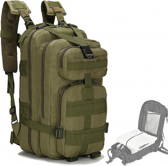 30L Tactical Backpack Waterproof Outdoor Molle Rucksack Camping Bag Large Capacity Thickness Strap Hook-n-Loop(Green)