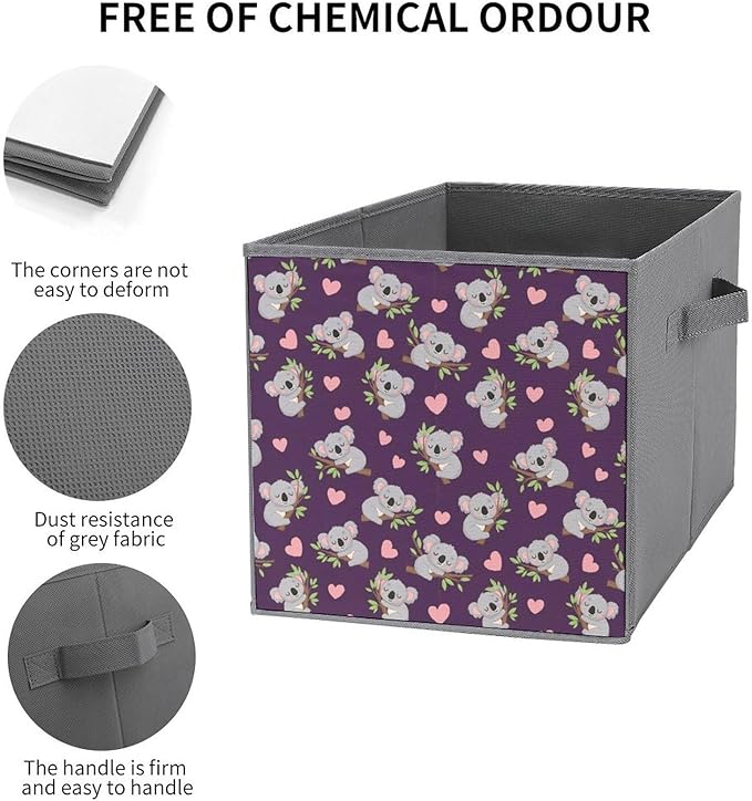 Sturdy Collapsible Cloth Storage Bins Koala Compact Foldable Cubes for Closet Bedroom Space-Saving Organizer