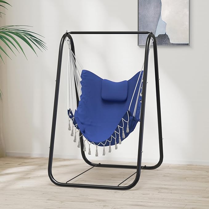 G TALECO GEAR Hammock Chair with StandHeavy-Duty and Rustproof Hanging Chair with StandHammock Swing Chair Standfor Indoor Outdoor Patio Yard Garden Porch (Blue)