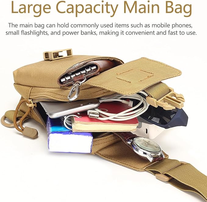 EDC Shoulder Bag Chest Pack Single Shoulder Messenger Tactical Military Bag Sport Backpack Hiking Daypack Men Women (ACU)
