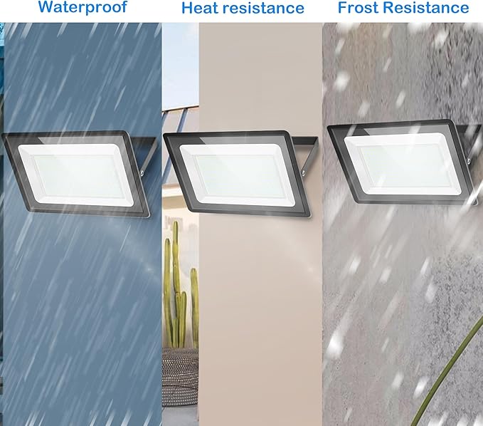 2 Pack 300W LED Flood Light Outdoor2000W Equivalent 36000LM 6000K Daylight White Super Bright FloodLight with PlugIP66 Waterproof Commercial Lighting for Sports FieldsCountsArenaStadium