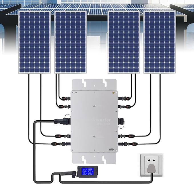 1200W Solar Grid Tie InverterWaterproof IP65 Pure Sine Wave in-verterAC Data Monitoring Display LCD Screen110V So-lar and Wind Power in-verter for 30V 36V Solar Panel