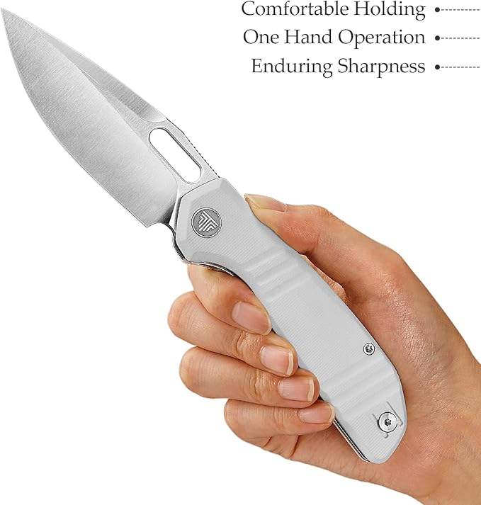 TRIVISA Gecko Folding Pocket Knife 3.4 14C28N Steel Blade G10 Handle EDC Knife with Pocket Clip for Men Women Camping Survival HikingGecko-WG