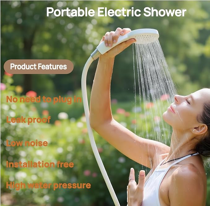 Longguo Portable Camping Shower Pump Smart Digital Display Multiple Spray Modes USB Charging Light and Compact Perfect for Camping Hiking Traveling car wash and pet Cleaning