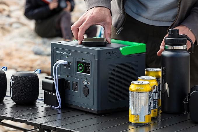 Schneider OffGrid 738Wh Portable Power Station PPS730 Portable Solar Generator with Wireless Charging Pad for Camping or Home