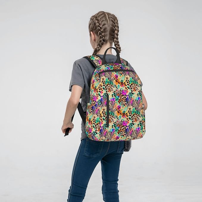 Rainbow Animal zebra tiger Cheetah Leopard Print splatter Lightweight Backpack Leisure Rucksacks Durable Business Daypack for Outdoors Bicycle