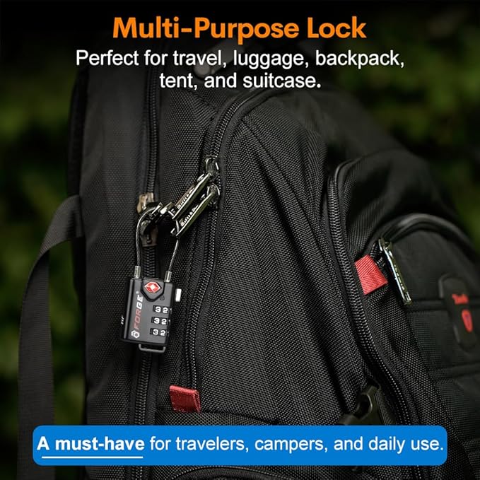 TSA Approved Cable Luggage Locks Re-settable Combination with Alloy Body