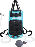 WILD HEART Camping Shower 5.8 Gallons/22L Portable Camp Shower Bag with Upgraded Screw Lid Water Level Window Pressure Foot Pump and Handy Nozzle Solar Shower for Beach Camping Hiking Trip