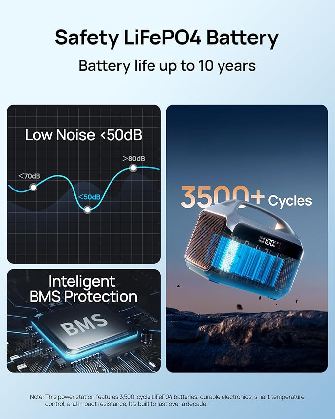 DaranEner Portable Power Station 60000mAh 192Wh LiFePO4 Battery Backup w/2 300W (Surge 600W) AC Outlets 2H Fast Charging Power Bank for Hurricane Emergency/Home/Outdoor Camping/RVs Use