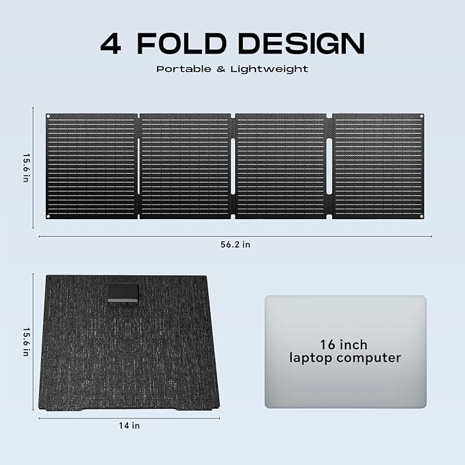MARBERO 100W Portable Solar Panel IP68 Waterproof 100 Watt 20V Foldable Solar Panel Charger for Power Station QC3.0 USB &amp DC Output &gt23% High Efficiency for Camping Outdoor Home RV Blackout Clo