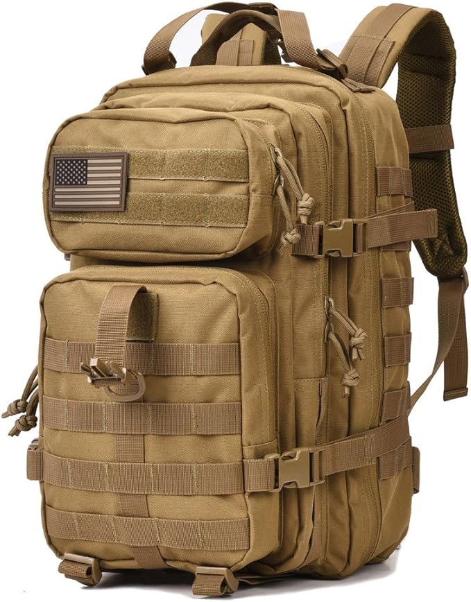 REEBOW GEAR Military Tactical Backpack 3 Day Assault Pack Army Molle Bag Backpacks Rucksack 35L Tan