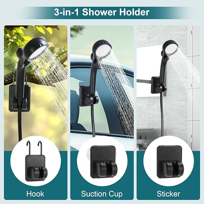 Portable Shower for Camping with 20L / 5.28 Gallons Foldable Bucket 7800mAh Rechargeable Shower Pump Outdoor Shower Kit with Digital Display for Hiking Travel Car Pet