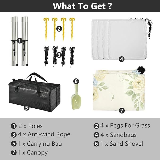 xigua Bunny Beach Tent Sun Shelter with Carrying Bag - Silver Coated Oxford Fabric Beach Canopy for Beach Camping Fishing - Includes Windproof Ropes Sandbags &amp Stakes