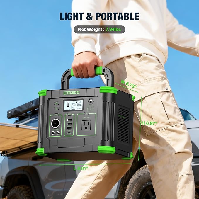 GRECELL Portable Power Station 300W 288Wh Lithium Battery 60W Fast Charging Up to 300W(Peak 600W) AC Outlets Solar Generator for Outdoor Camping RVs Home Use