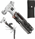 HANSHI Upgraded Adjustable Wrench Multitool Hammer with YG10 Tungsten Steel Replaceable Wire Cutters for Men18 in 1 Pocket Multi Tool Knife with Spring-Action Pliers for CampingSurvival (Black)