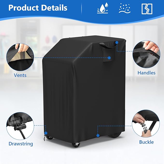 COSHNIBI Dust Cover for Robinair A/C RRR Machine Heavy Duty 600D Oxford Protector Cover Compatible with Robinair AC1234-6 34788NI 34788NI-H and 34988NI Models Black