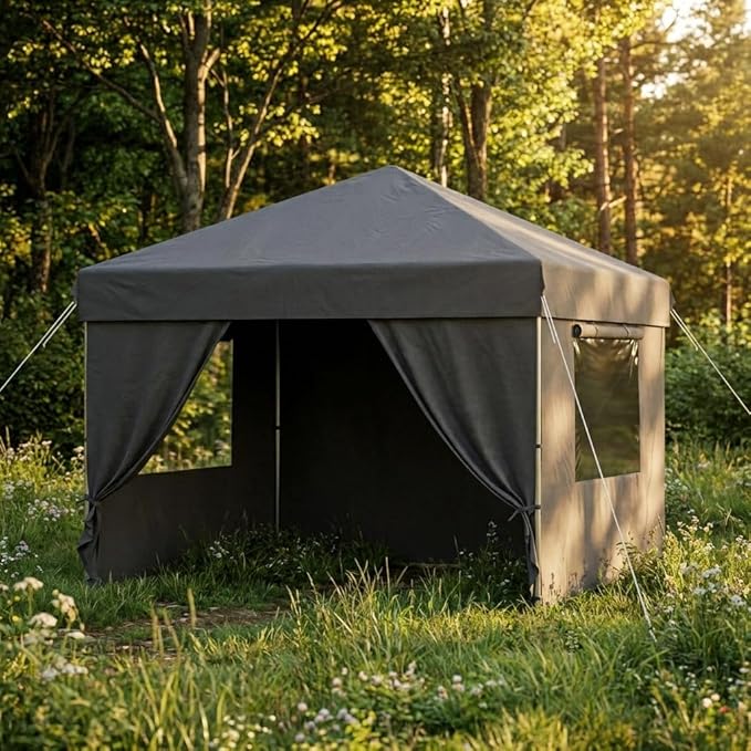 Pop Up Canopy Tent 10x10 Gazebo with 4 Removable Sidewalls Heavy Duty Outdoor Canopy for Patio Waterproof Instant Shelter for Parties &amp Camping Blue