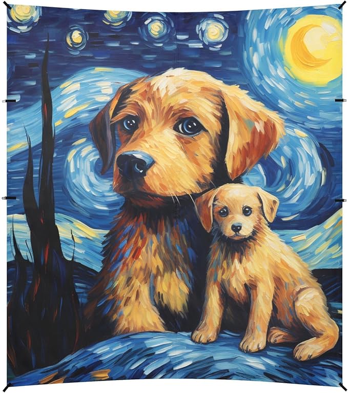 ALAZA Cute Dog Galaxy Starry Night Beach Tent Sun Shelter Portable Canopy Sunshade for Outdoor Camping Picnics Backyard Fun 10x9 ft