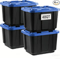 4 Pack 48QT Heavy Duty Plastic Storage Bins with Latching Lids Stackable Containers with Reinforced Handles for Garage Home Basement &amp Shed Organization