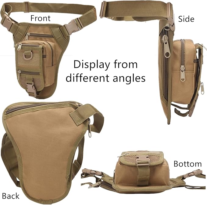 Tactical Bag Army Waist Leg Bag Adjustable Hiking Hunting Waist Packs Military Molle Drop Leg Bags Black L