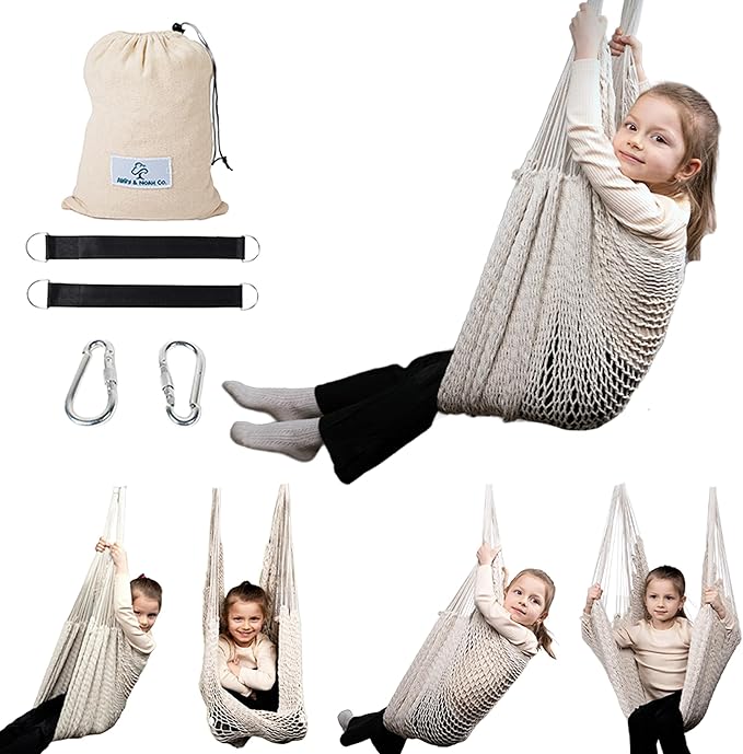 Abby &amp Noah Autism Sensory Swing for Kids &amp Adults | Indoor &amp Outdoor Hammock Chair | Ceiling Hanging Swing for Therapy | Holds Up-to 300Lbs | Autism Sensory Products (Medium - 48x64)