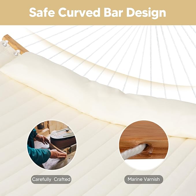 SUNCREAT Hammocks for Outside Hanging Tree Hammock for Outdoor Large Replacement Hammock for Stand Beige