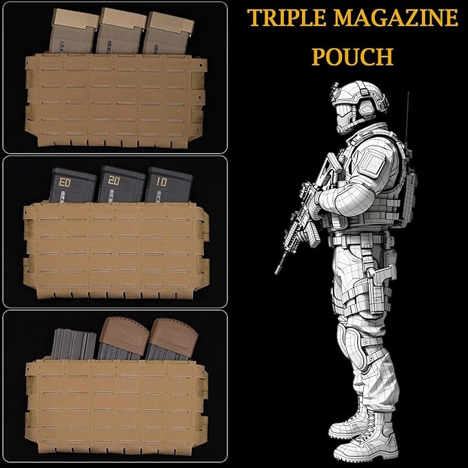 Multifunctional Tactical Chest Mag Pouch Plate Hook and Loop Tactical Panel for 556 Mag Multipurpose MOLLE Front Flap Walkie Talkie Bag Hanging Panel
