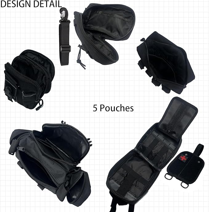 6 Pack Tactical Molle Automotive Seat Back Organizer Tactical Vehicle Panel Organizer with 5 Detachable Molle Pouch for Car Truck Ford Jeep VehicleUS Flag Patch For Man (5 Pouches)