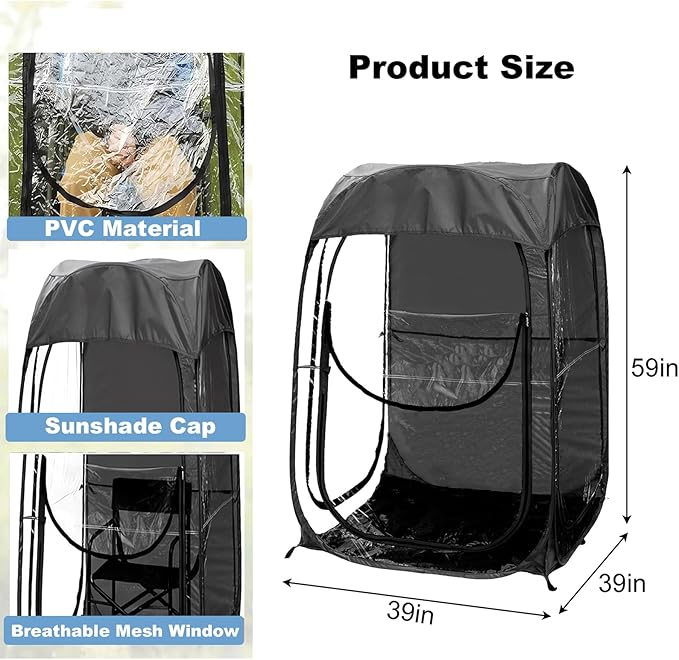Donext Portable Sports Tent Instant Shelter Lightweight Waterproof Outdoor Camping Tent Compact Carry Bag for Wind Rain Protection Black