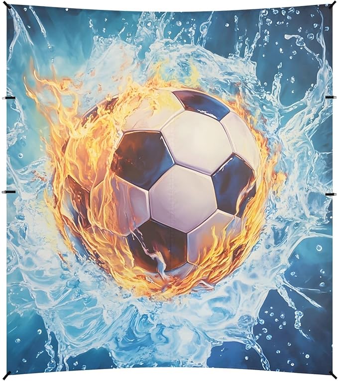 ALAZA Water and Fire Football Beach Tent Sun Shelter Portable Canopy Sunshade for Outdoor Camping Picnics Backyard Fun 10x9 ft