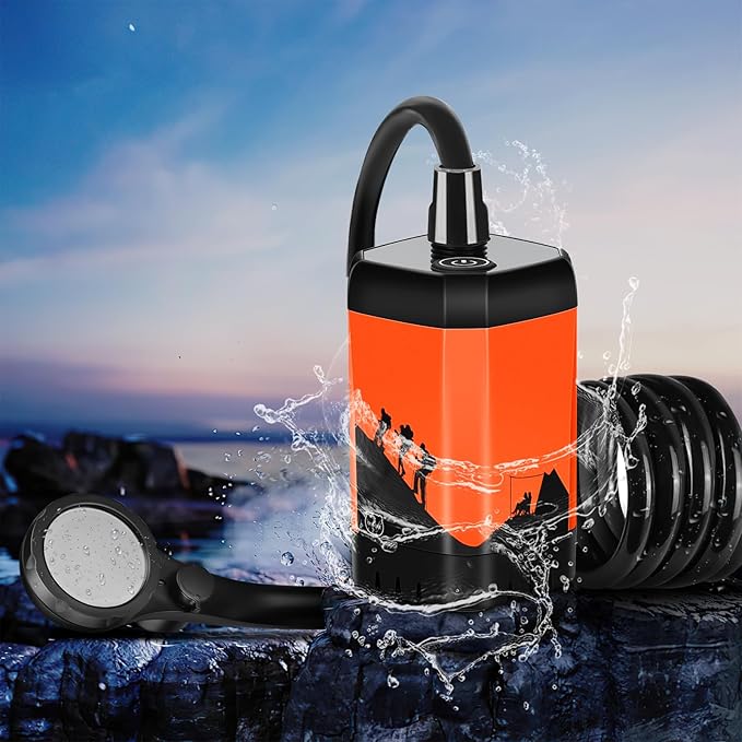 MIAOKE Upgrade Portable Camping Shower 7800mAh Outdoor Electric Shower Rechargeable Pump with Intelligent Digital Display Temperature Display Shower Head for Camping Hiking Traveling