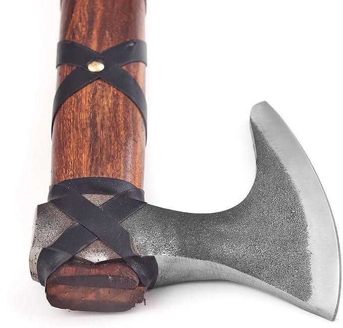 Custom Handmade Carbon Steel Viking AxeValentine's Day Gift Birthday Gift for him with Premium Leather Wrapped Handle and Leather Sheath
