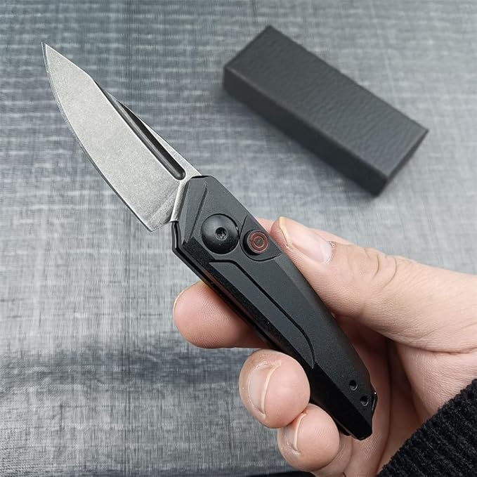 HUAAO Mini Pocket Folding Knife 1.81 Inch Drop Point Blade Aluminum Handle Box OpenerCamping EDC Tool