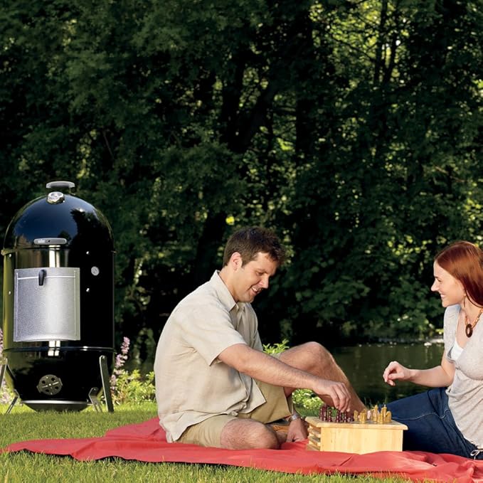 Weber Smokey Mountain Cooker 22-Inch Charcoal Smoker – Outdoor BBQ Smoker with Dual Cooking Grates Porcelain‑Enameled Kettle &amp Temperature Control Dampers