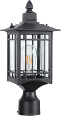 Outdoor Post Light17in Matte Black Lamp Post Light Fixture Waterproof Aluminum Housing with GlassOutdoor Lighting Pole Lantern for Outside Yard Patio Pathway Garden Deck Hard Wired